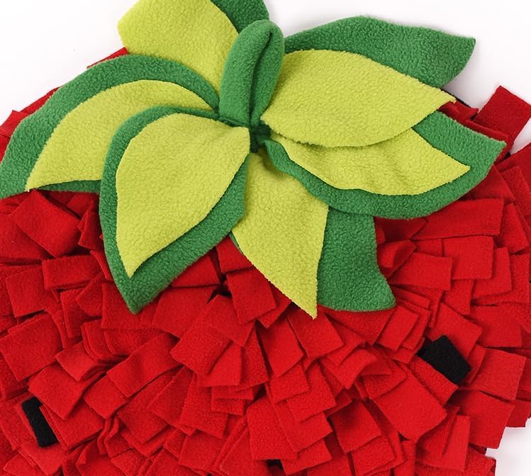 Ferret Cats Snuffle Mat Fleece Foraging Mats Interactive Feeding Toy Small Animal Rabbit Guinea Pig Rat Hamster Anti Slip Treat Dispenser Slow Feeder (Strawberry)