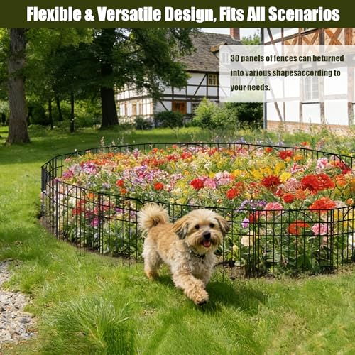 No Dig Garden Fence (30 Panels,Black)