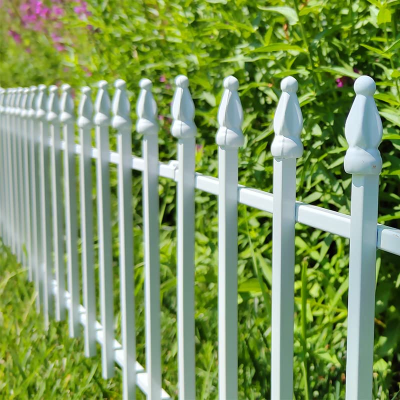 18"H x 22"W Decorative Metal Garden Border Fence (White / 18″ H x 9.17 ft (5 Panels))
