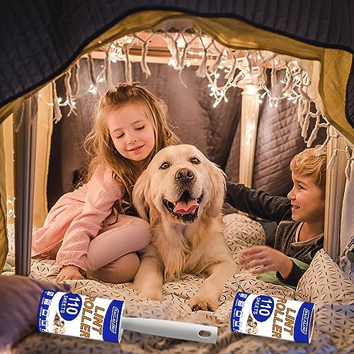 Lint Roller for Pet Hair (5 Handles + 10 Refills（1100 Sheets）)