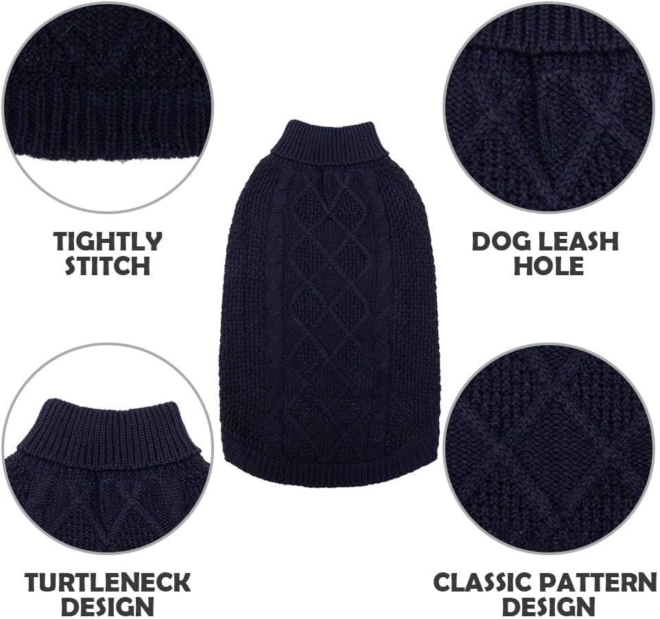 Turtleneck Dog Sweater (Medium/Large / Navy Blue)
