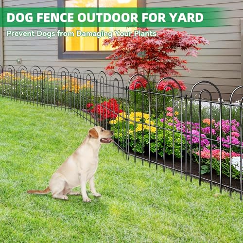 25 Panels Decorative Garden Fence (25 Panels, 32in(H) x 50ft(L) / Black)