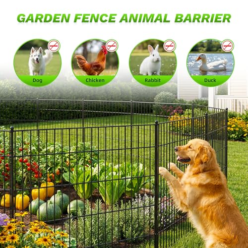 10 Panels No Dig Decorative Garden Fence with Gate (40 in(H)×29.5in(L))