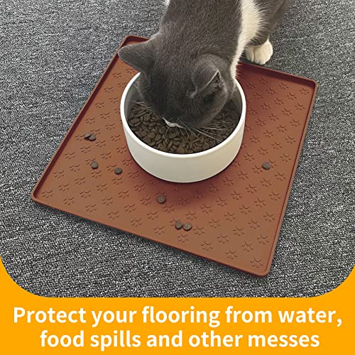 Pet Placemat for Dog and Cat (11.8"L x 11.8"W / Brown)