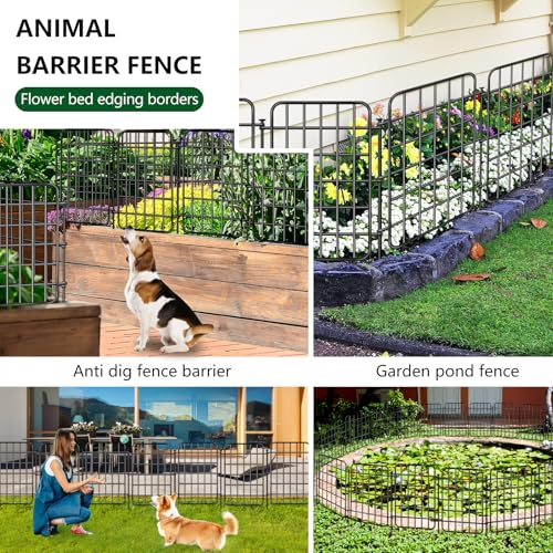 30ft x 17in Garden Fence Animal Barrier (Black / 28 Panels, 30ft x 17in)