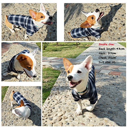 Dog Shirt Pet Plaid Clothes Shirt T (7XL-(90lb~105lb)-Chest~43" / Blue)