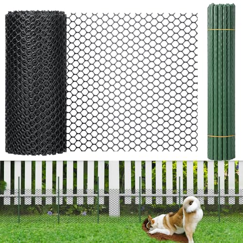 Animal Barrier Fence 12in x 33ft No Dig Garden Fence Mesh Fencing with Steel Stake Movable Portable Temporary for Poultry Dogs Rabbits Chicken Snake Barrier Garden Backyard Outdoor (12in x 33ft)