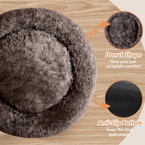 Calming Dog Bed for Small Dogs (Chocolate / 23.0"L x 23.0"W x 8.0"Th)
