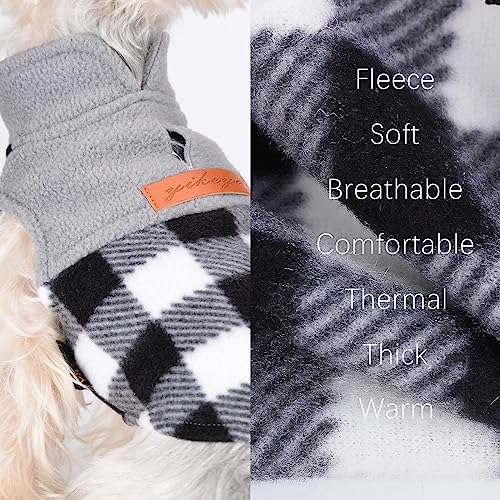 Dog Winter Clothes Fleece Plaid Dog Vest for Winter Warm Soft Sweater for Small Medium Dog Cat Cute Puppy Kitten Clothes Cat Sweaters (Grey Plaid / Medium (Chest 17in ))