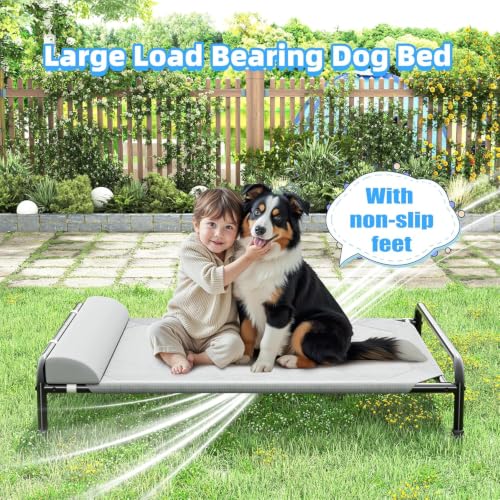 Elevated Dog Bed for Large Dogs (44.5"L x 31"W x 9.25"Th / Grey)