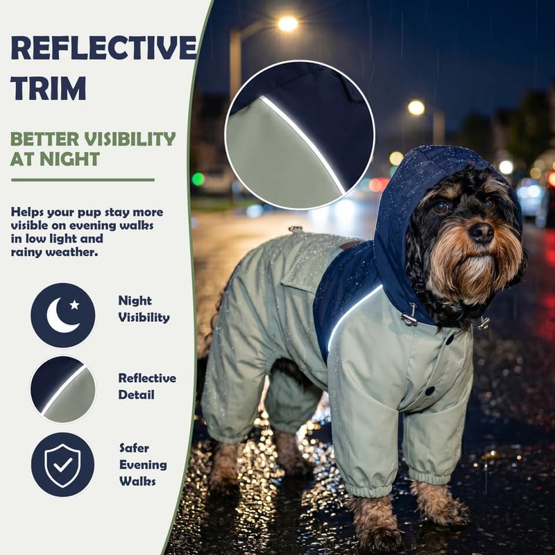 Dog Raincoat Full (XXL-Back(16.6-18.5″) | Weight(30-38lbs) / navy)