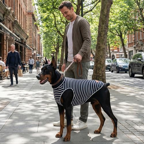 3Pack Dog Shirt Cotton Striped T (Dusty Rose + Taupe Pink + Sage Green / L(Back: 15.7", Chest: 20.5", 13.2-19.8lbs))