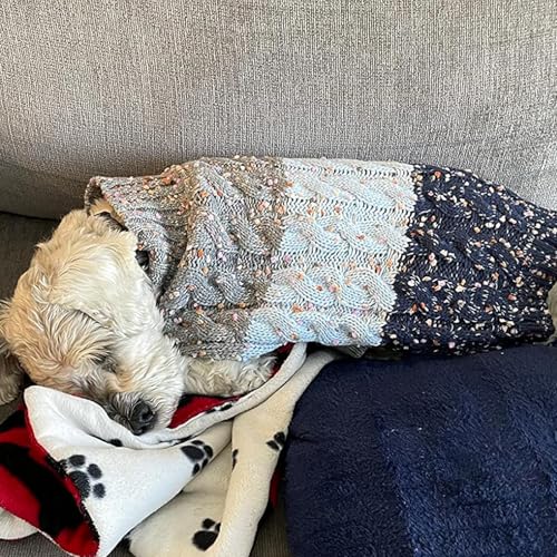 Color Block Dog Sweater for Small Medium Dog Turtleneck Thermal Knit (X-Large (30-42lbs) / 03# Navyblue)
