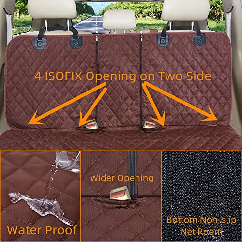 Dog Car Seat Cover for Back Seat Cover for Kids (Cofee Brown / ISOFIX Large)