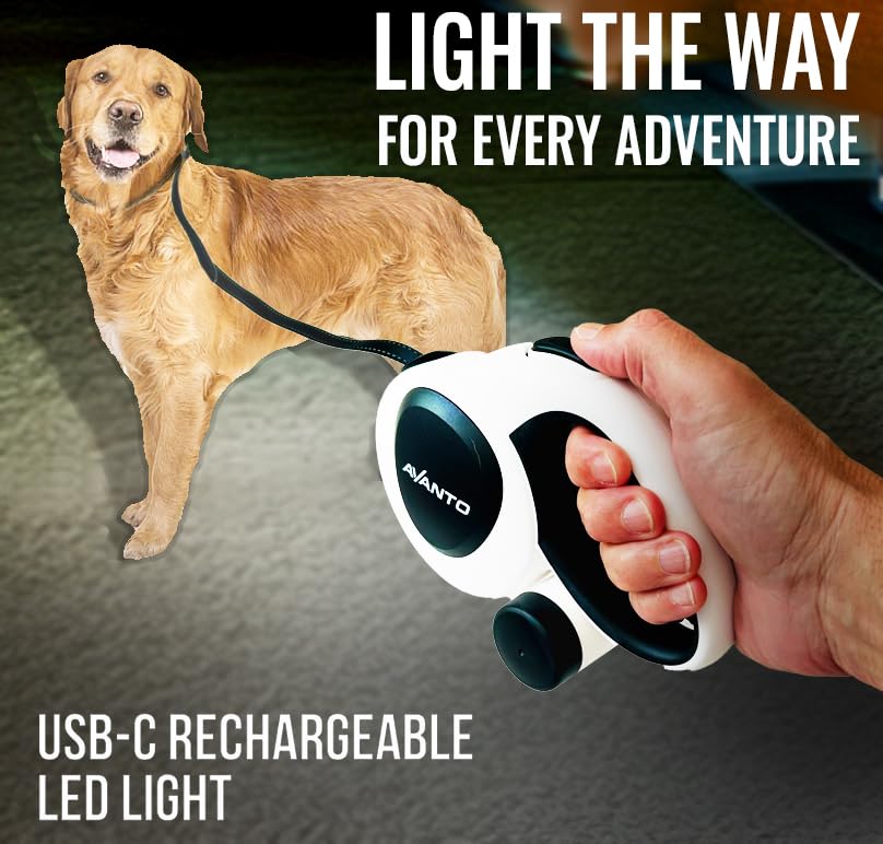 AVANTO Retractable Dog Leash with Flashlight
