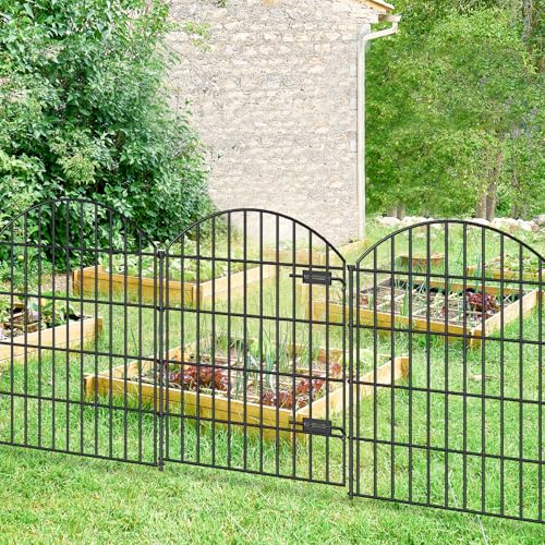 Metal Garden Fence with Gate 36 in x 23.3 ft (36"Hx23.3ft (Gate+9Panels))