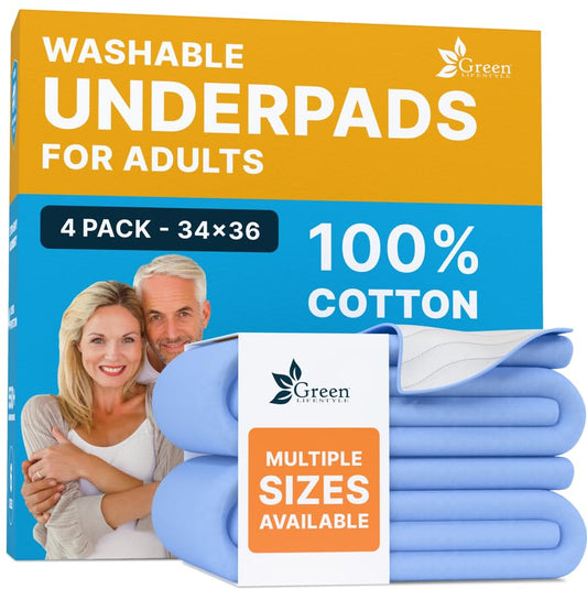 Washable Underpads (Light Blue/White / 4 Pack - 34x36)