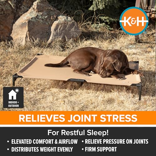 K&H Outdoor Elevated Dog Bed (Tan Mesh / Medium 32"L x 25"W)