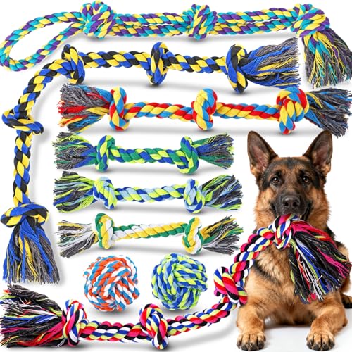 9 Pack Dog Rope Toys for Large Dogs (Assorted Colors)