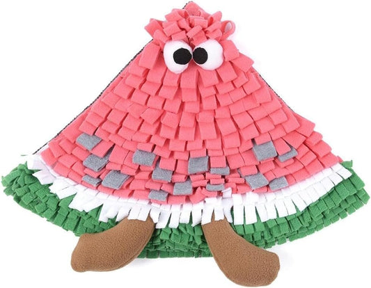 Ferret Cats Snuffle Mat Fleece Foraging Mats Interactive Feeding Toy Small Animal Rabbit Guinea Pig Rat Hamster Anti Slip Treat Dispenser Slow Feeder (Watermelon)