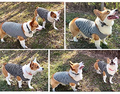 Dog Shirt Striped Lightweight Tank Top Stretchy (Black + Grey / 5XL-(50~77lb) | Chest(~35"))
