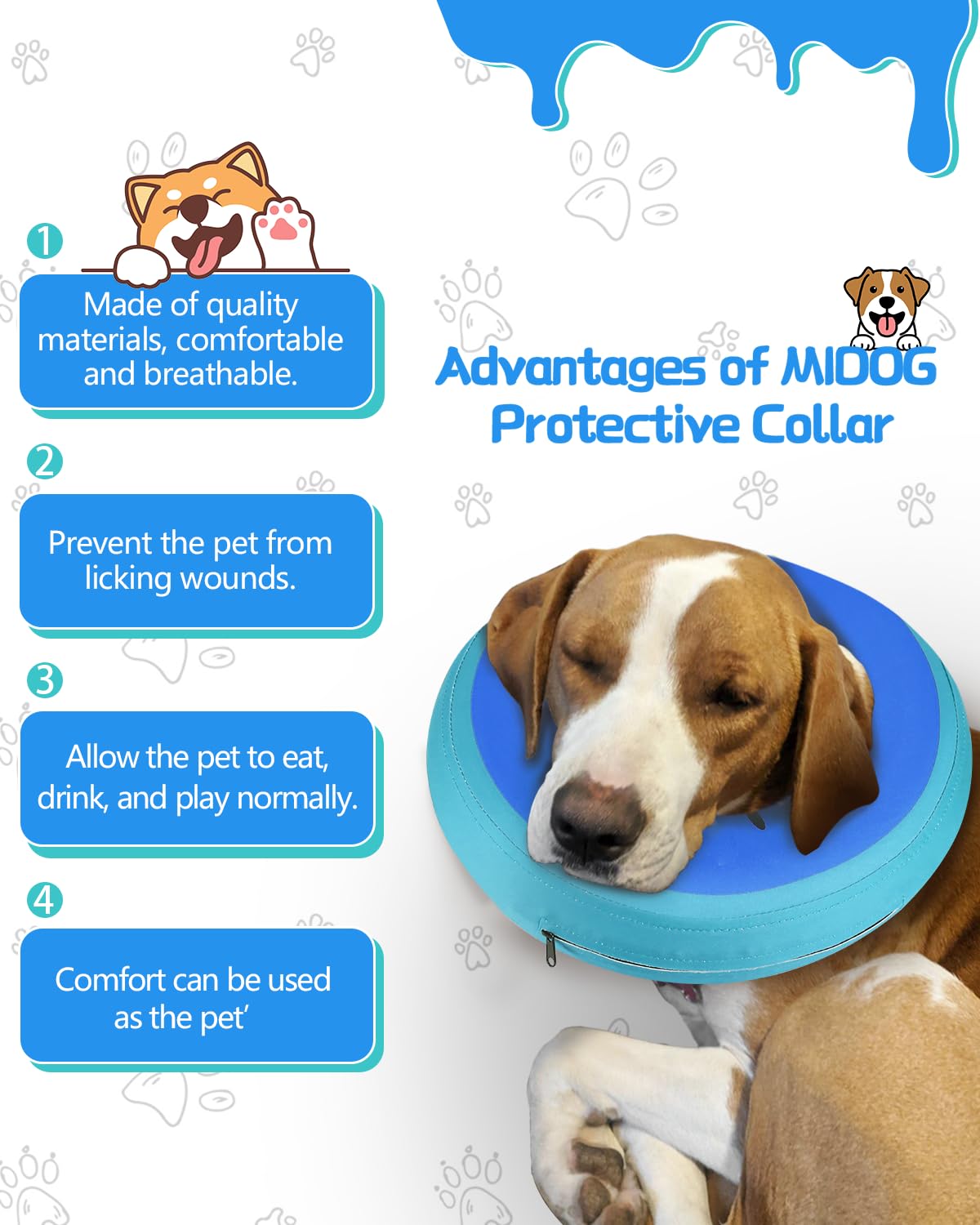 Inflatable Dog Cone (GreenBlue / M+(14"-18"))