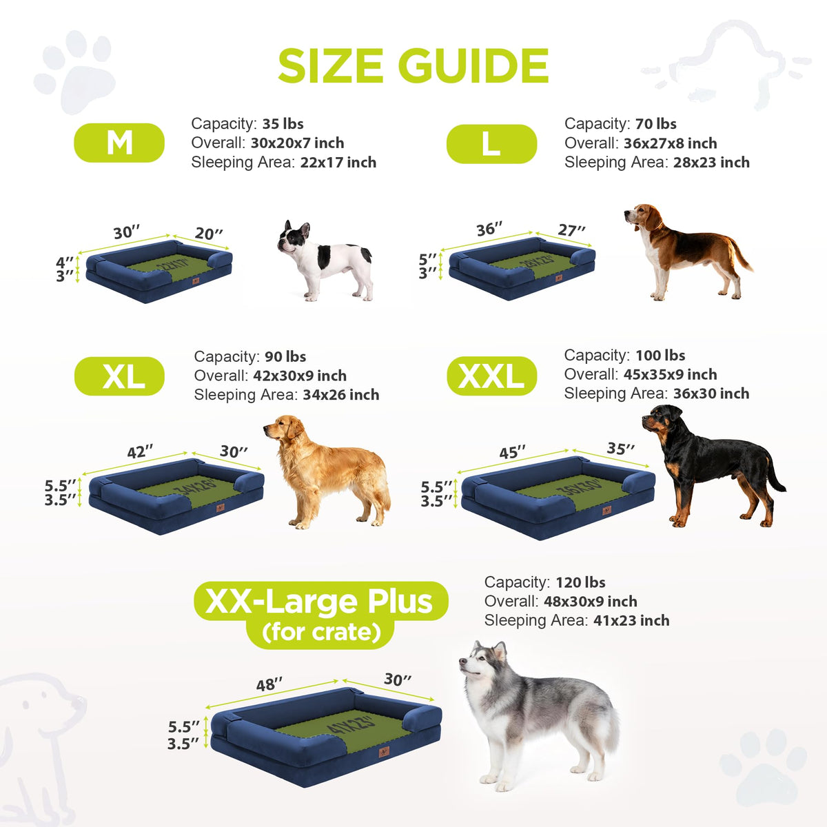 Waterproof Orthopedic Dog Bed for Extra Large Sized Dogs (48 x 30 x 9 in / Royal Blue)