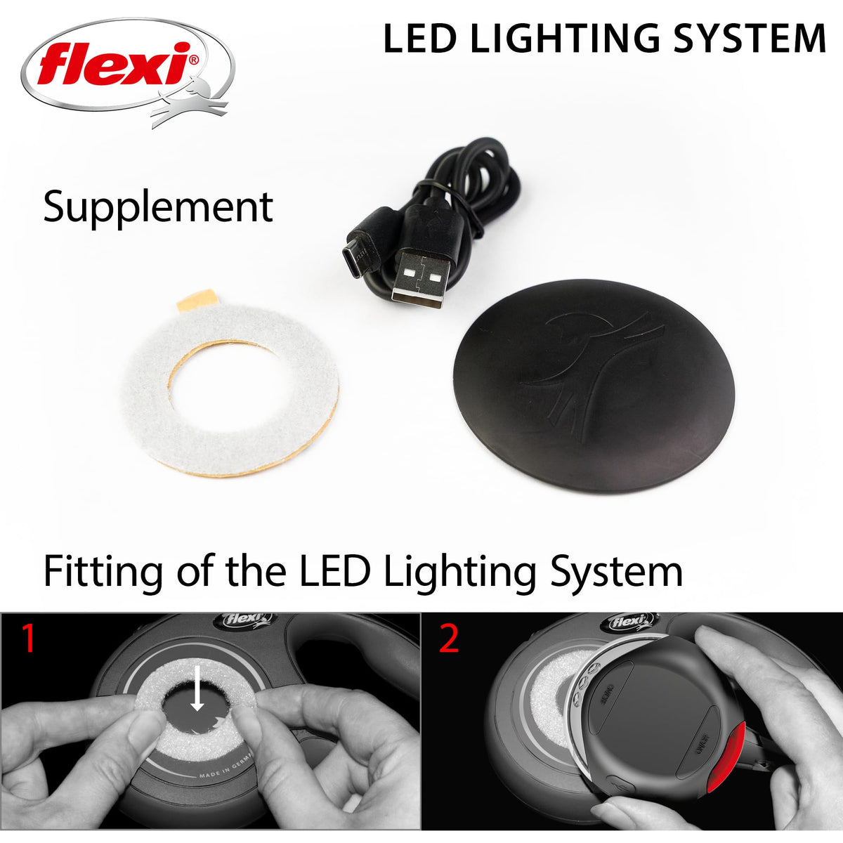 LED Lighting Attachment for Retractable Leashes