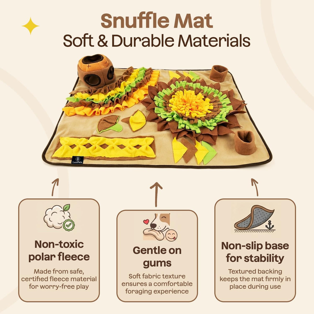 Interactive Dog Snuffle Mat for Slow Feed & Digestion Support (Geometric and floral pattern)