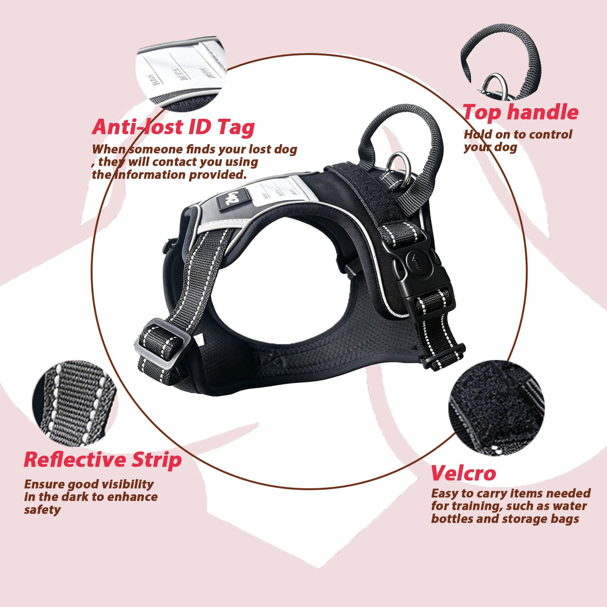 Tactical Dog Harness with Leash (L)