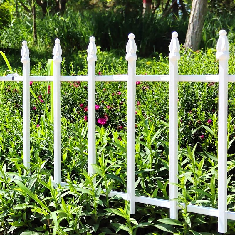18"H x 22"W Decorative Metal Garden Border Fence (White / 18″ H x 9.17 ft (5 Panels))