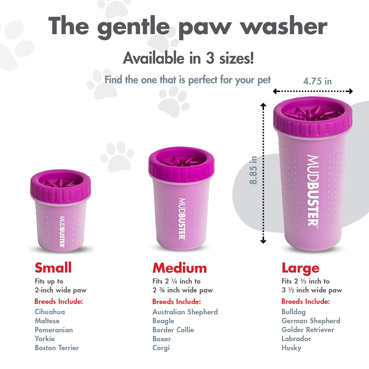 MudBuster Large Dog Paw Cleaner (Fuchsia / Large)