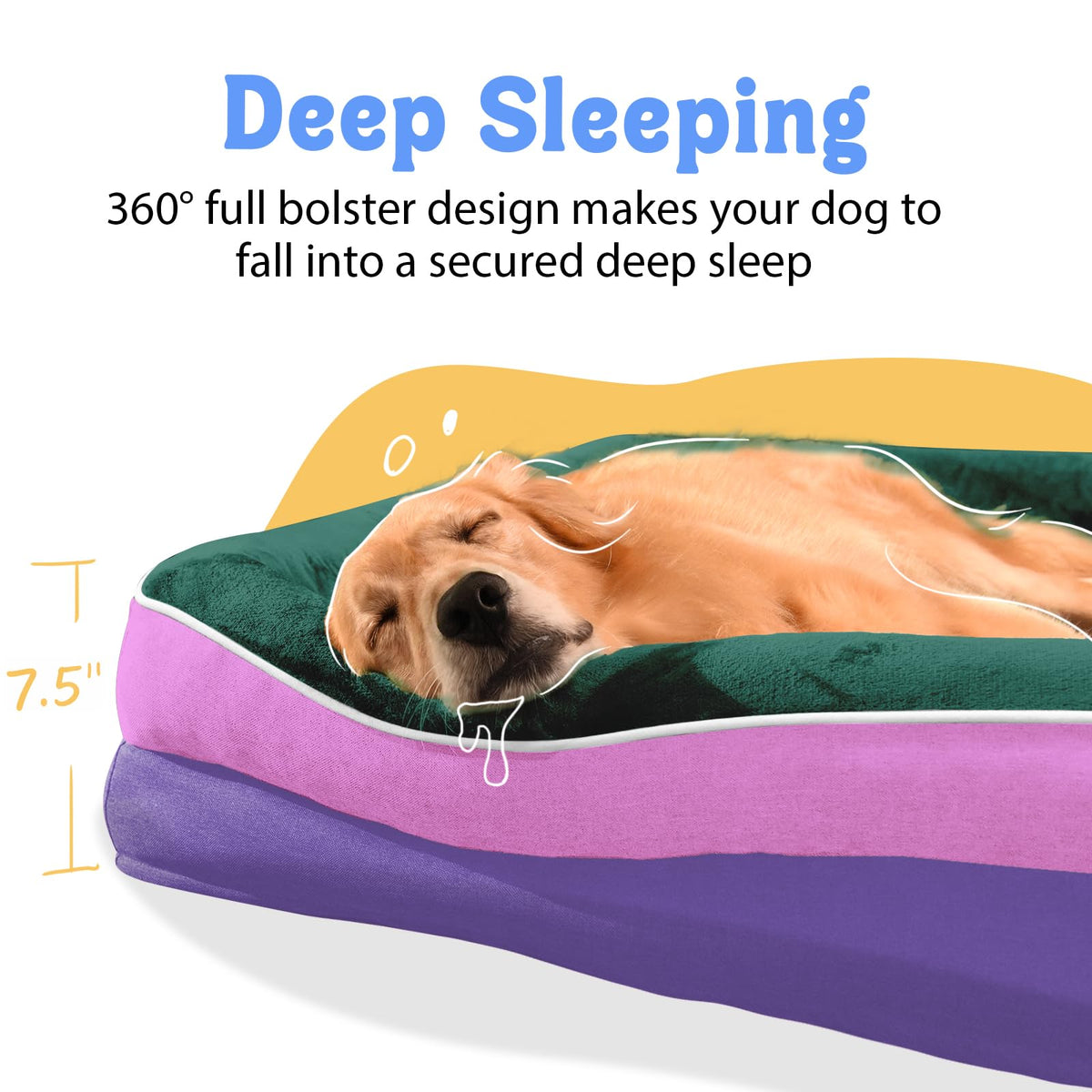 Orthopedic Washable XXL Dog Bed for Extra Large Dogs (Green / 45"L x 35"W x 7.5"Th)