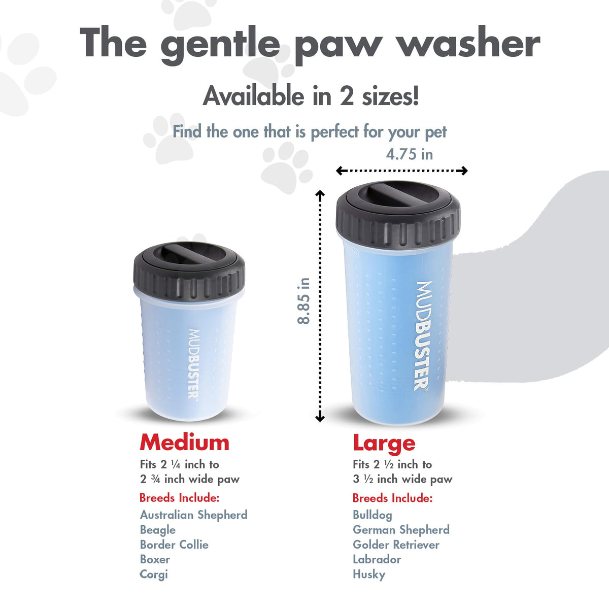 Lidded MudBuster Large Dog Paw Cleaner (Pro Blue / Large with Lid)