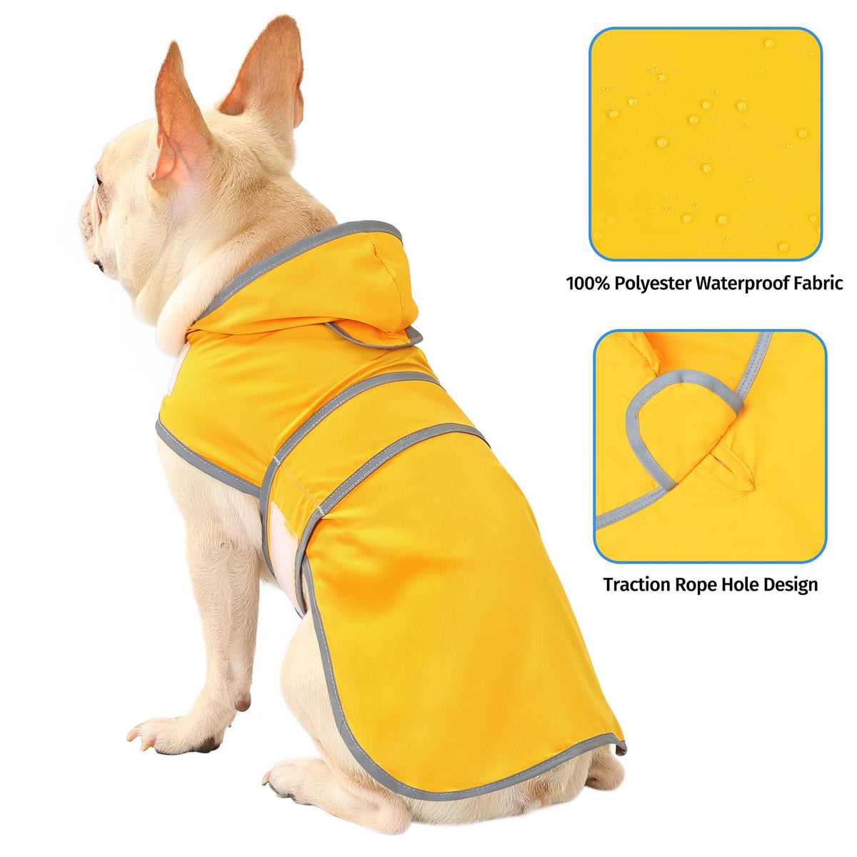 Dog Raincoat Waterproof Dog Rain Jacket with Hood (Yellow / Medium)