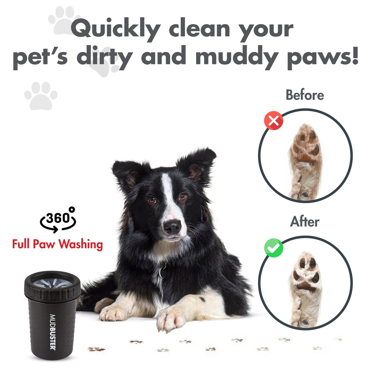 Medium Dog Paw Cleaner (Matte Black / Medium)
