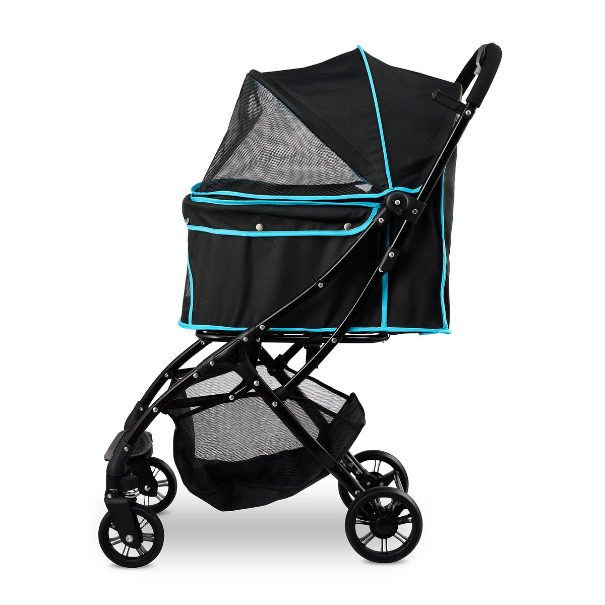 Carlson Pet Stroller for Dogs and Cats up to 30 lb (Black with Blue Details)