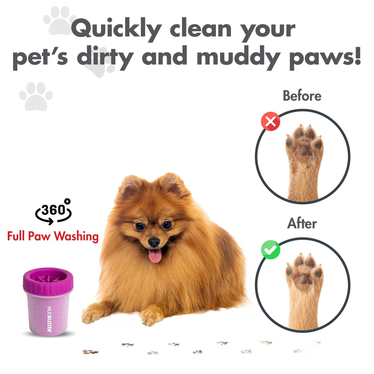 MudBuster Portable Dog Paw Cleaner (Fuchsia / Small)