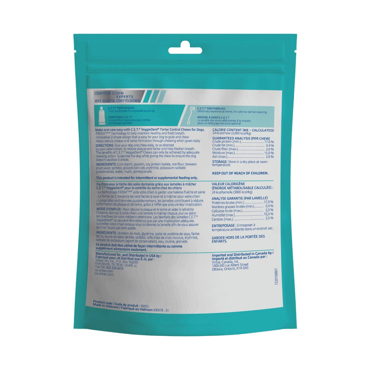 C.E.T. Veggiedent Fr3sh Plaque and Tartar Control Chews for Dogs (Extra Small Under 11lbs)