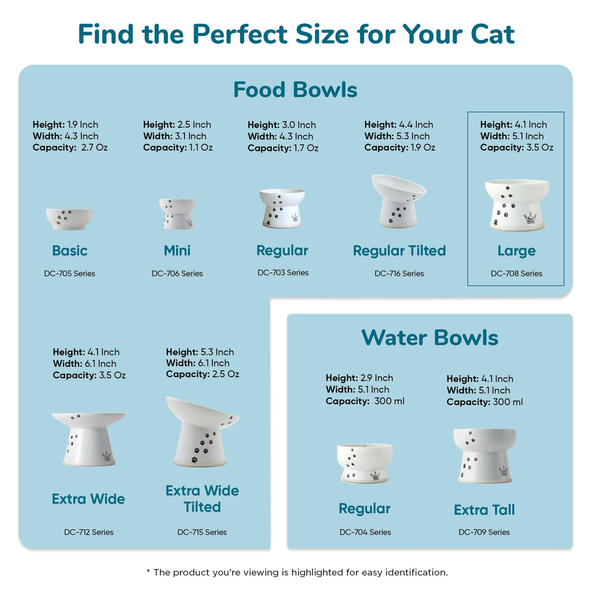 Necoichi Ceramic Raised Cat Food Bowl (Fuji / Large)