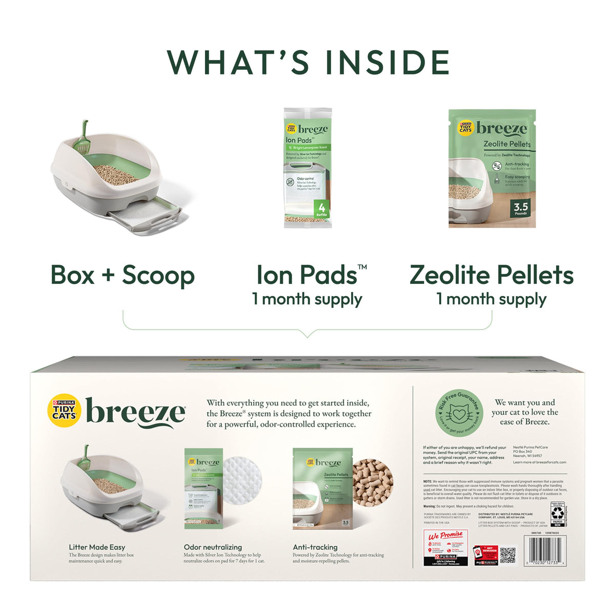 Breeze Cat Litter Box System Kit with Pellets & Pads (7.8 Pound (Pack of 1) / Green)