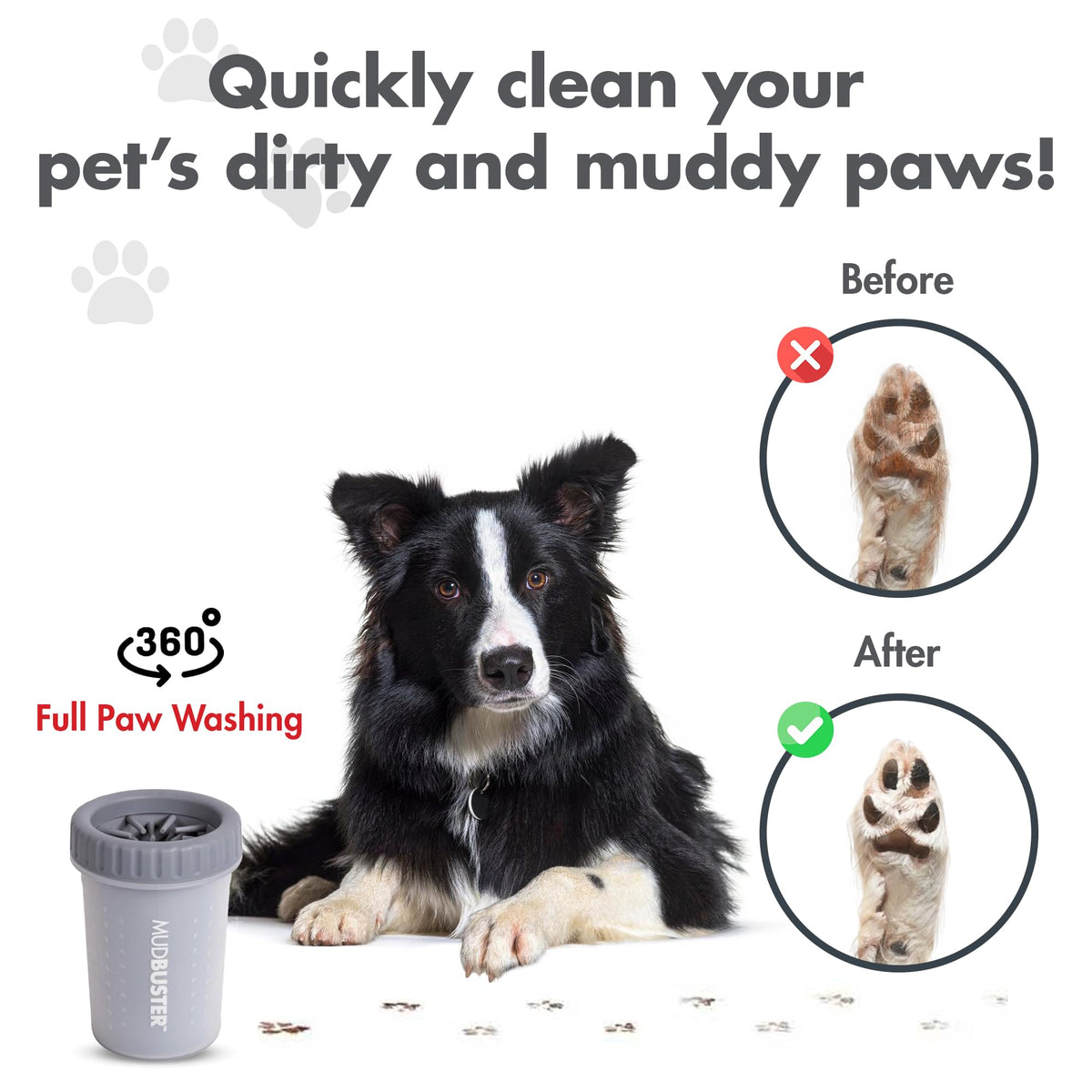 Medium MudBuster Portable Dog Paw Washer (Light Gray / Medium)