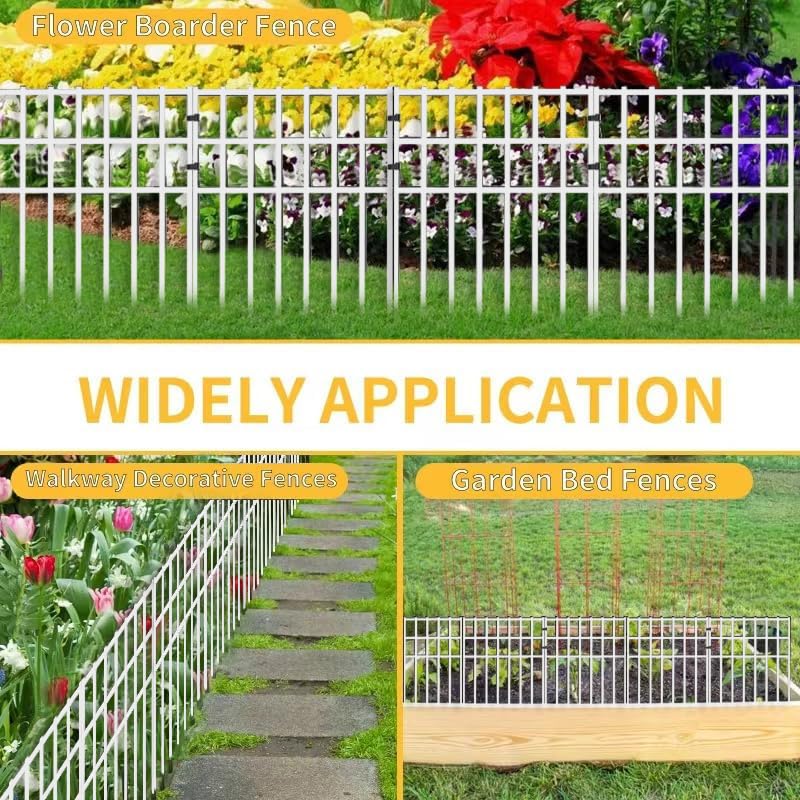 25 Pack Garden Animal Barrier Fence (25 Panels, 27ft(L) x 17in(H) / White)