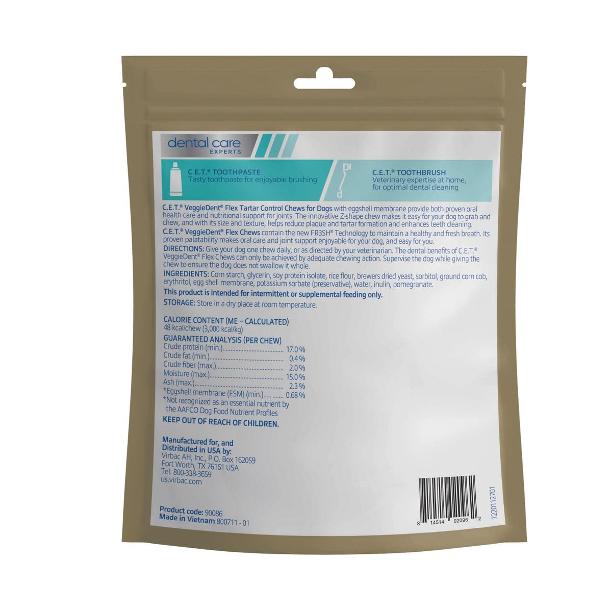 C.E.T. Veggiedent Fr3sh & Flex Plaque and Tartar Control Chew for Dogs (Small 11-22lbs)