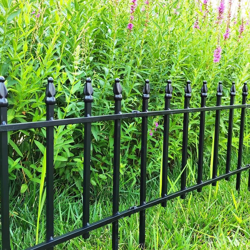 18" H x 22" W Decorative Metal Garden Border Fence (Black / 18″ H x 18.3 ft (10 Panels))