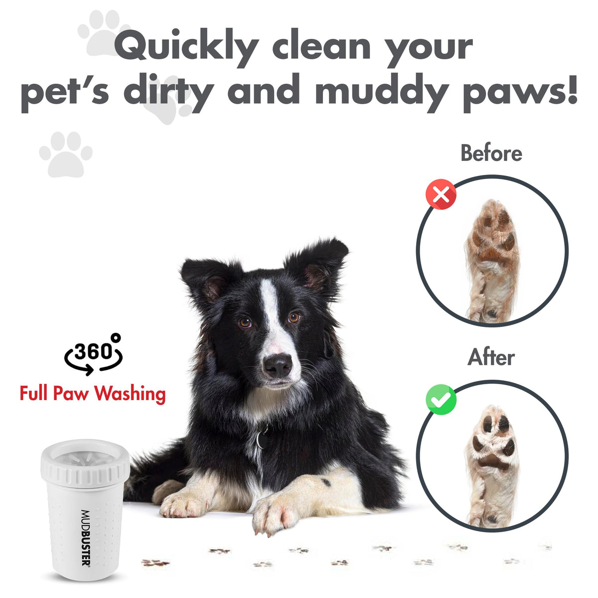 MudBuster Portable Dog Paw Cleaner (Bright White / Medium)