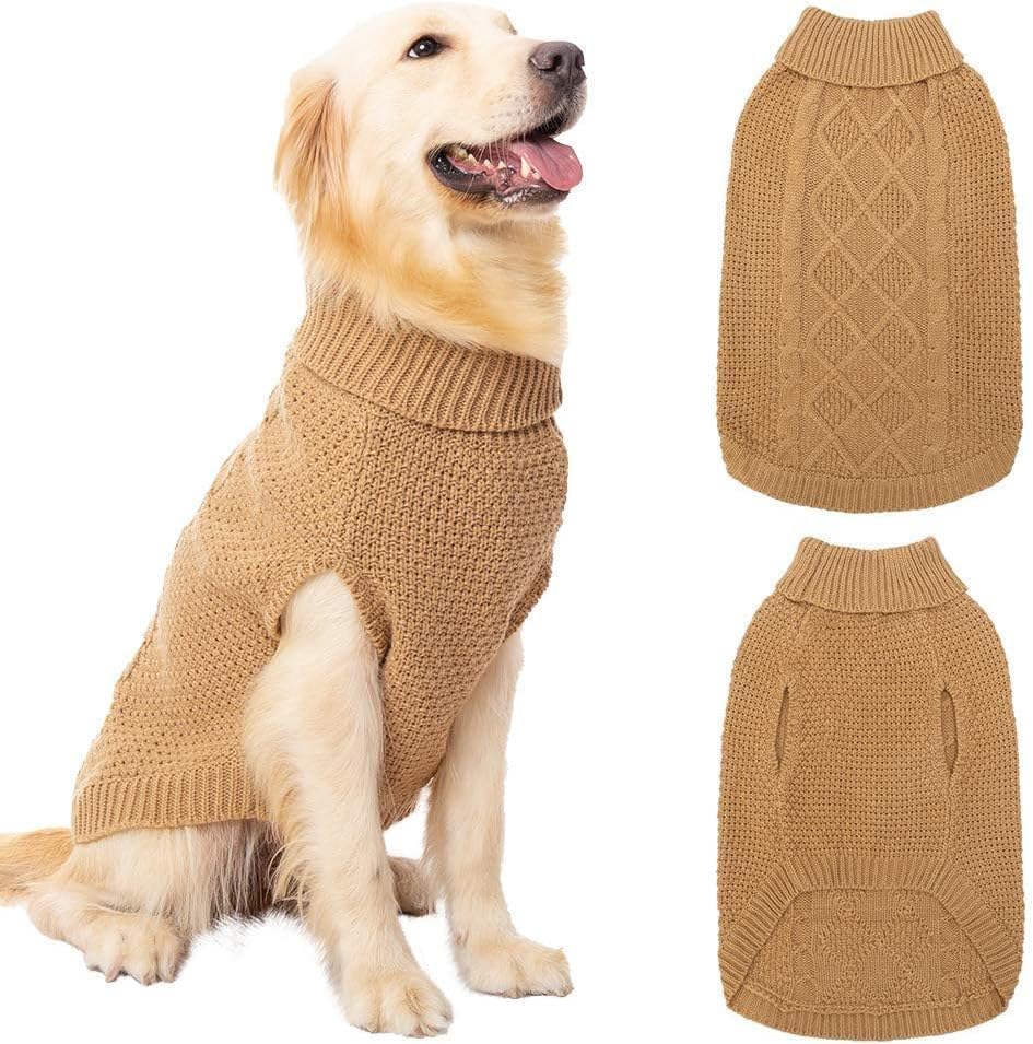 Turtleneck Dog Sweater (Medium/Large / Khaki)