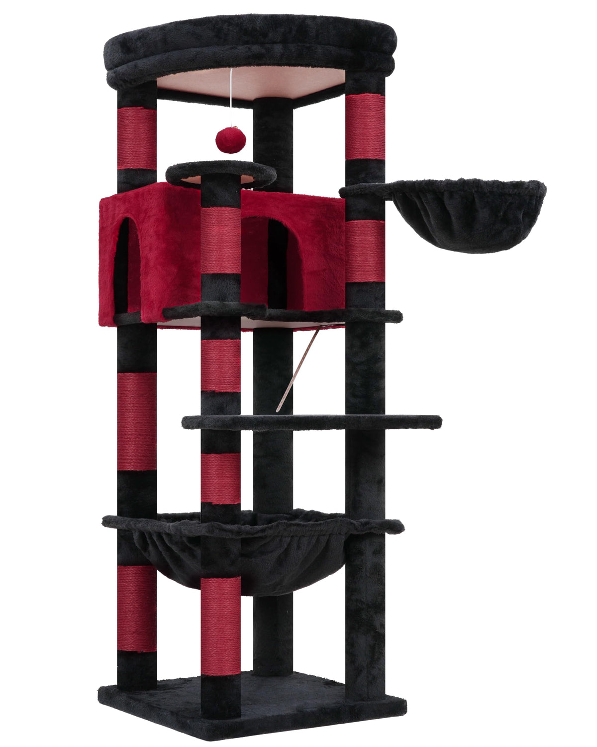 53.1" Corner Cat Tree for Large Cats (53 inch / Black and Red)
