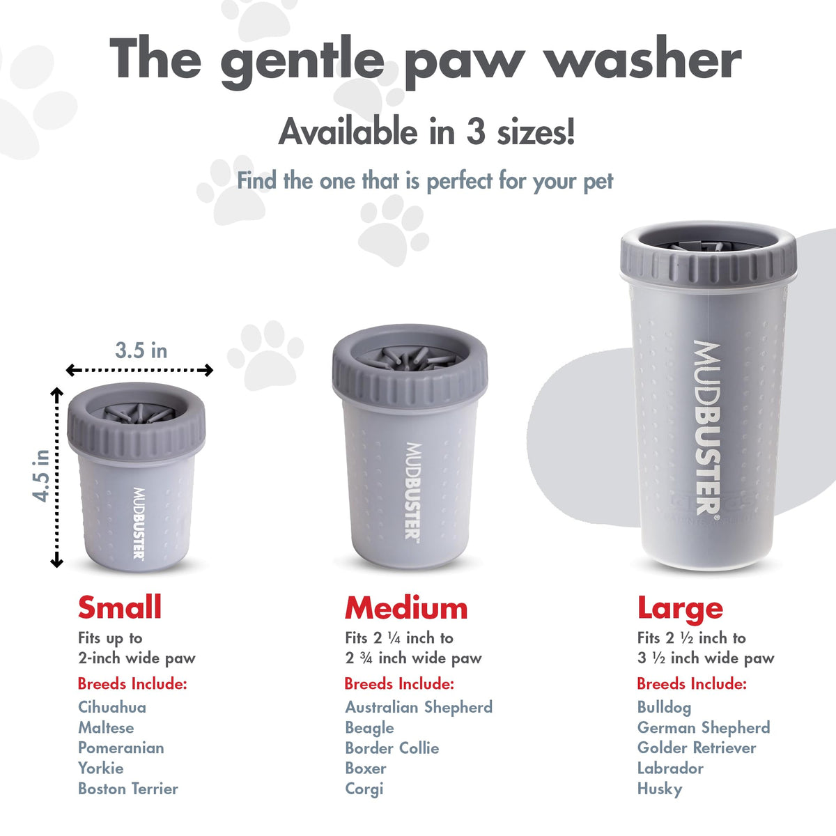 MudBuster Portable Dog Paw Cleaner (Light Gray / Small)