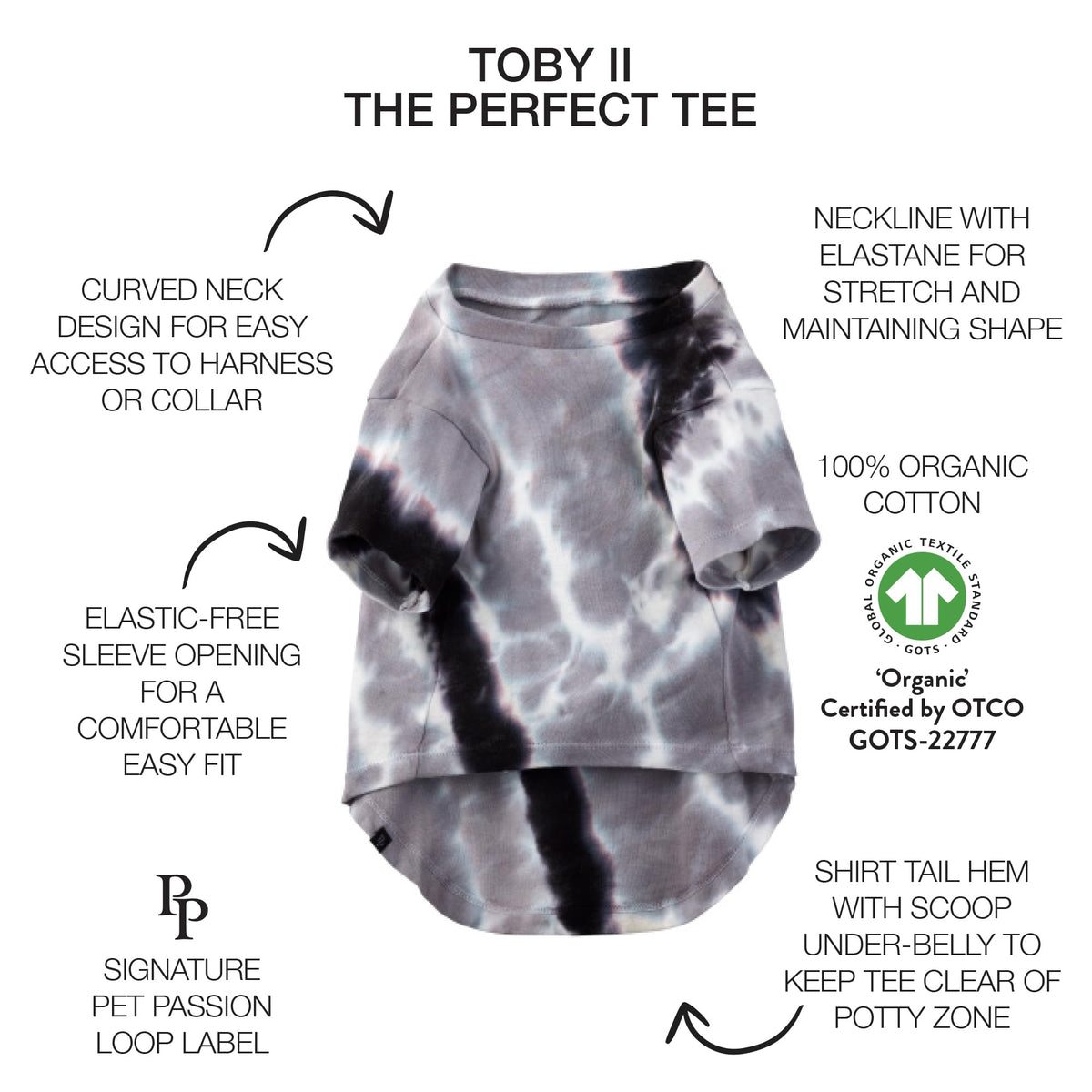 Toby II Dog T (Black Sand Tie Dye / Small (10-25 lbs))